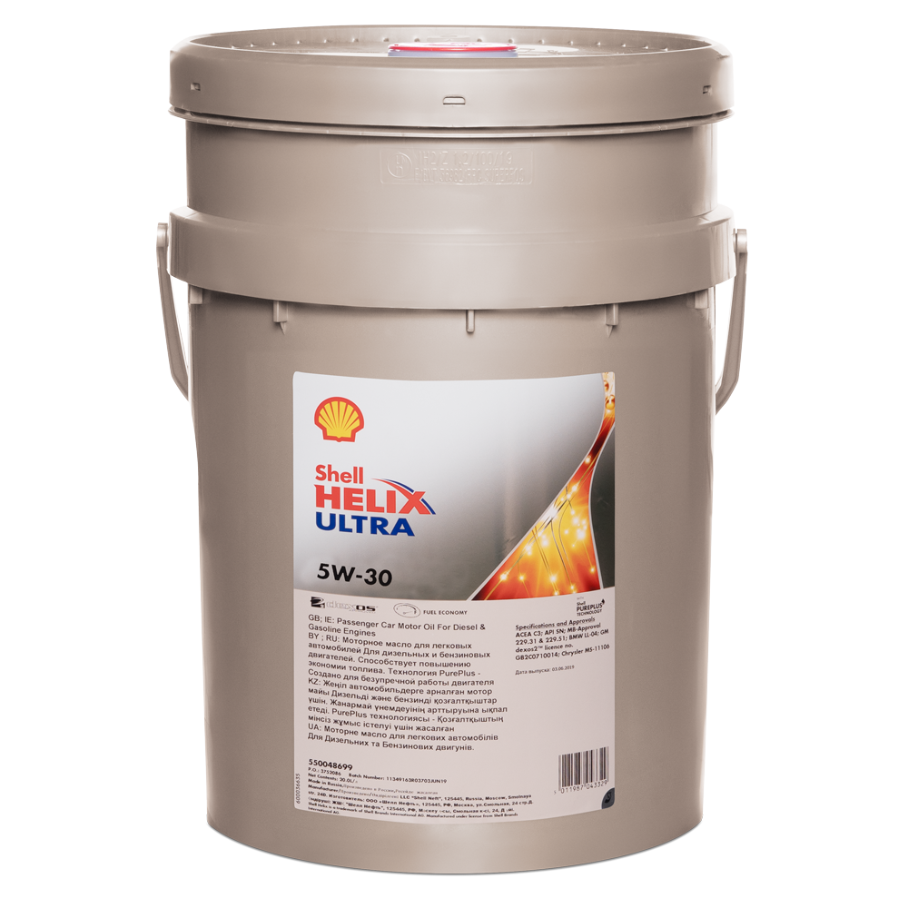 Моторное масло SHELL 5W30 HELIX ULTRA, 20л (SHELL: SHELL 5W30 HELIX ULTRA20)